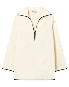 Поплиновая туника с контрастной строчкой, нейтральный Tory burch