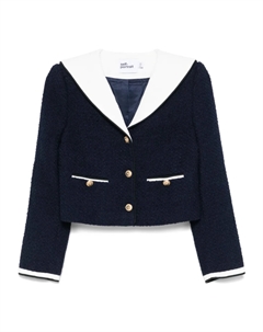 Укороченный жакет из букле, синий Self-portrait