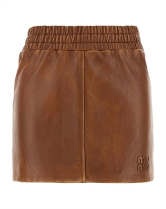 Мини-юбка из эластичной кожи, коричневый Miu miu
