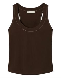 Майка с контрастной строчкой, коричневый Tory burch