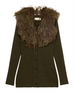 Шерстяной кардиган, украшенный перьями, зеленый Blumarine