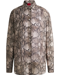 Рубашка со змеиным принтом, коричневый Hugo