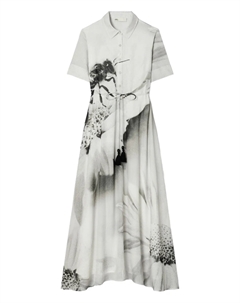 Платье миди с цветочным принтом, серый Tory burch