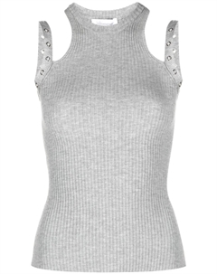 Топ с круглым вырезом и отделкой люверсами, серый Blumarine