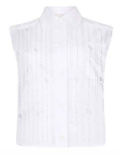 Хлопковый топ со стразами, белый Liu jo