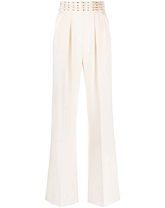 Креповые брюки палаццо с поясом, нейтральный Elisabetta franchi