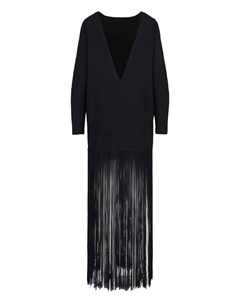 Платье Paley с бахромой по подолу, черный Khaite