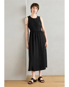 Повседневное платье DRESS MIDI LENGTH ROUND NECK FLARED SKIRT CUT OUT AND GATHERING DETAIL, Black Marc o'polo