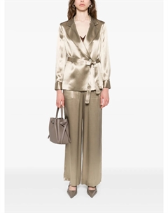 Атласные брюки широкого кроя, зеленый Peserico