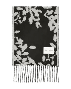 Шарф с бахромой и цветочным узором, черный Marc o'polo