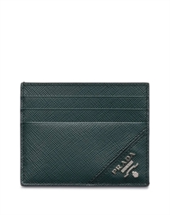Картхолдер из сафьяновой кожи, зеленый Prada