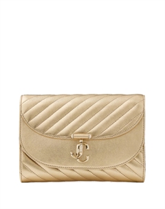 Стеганая сумка-клатч из металлизированной кожи, золотой Jimmy choo