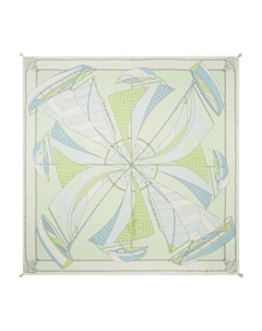 Шелковый платок с принтом Sailboat, зеленый Tory burch