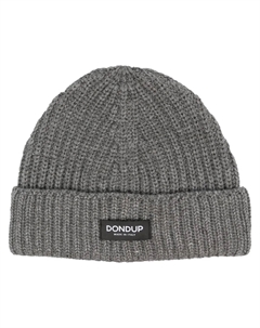 Шапка бини в рубчик с нашивкой-логотипом, серый Dondup