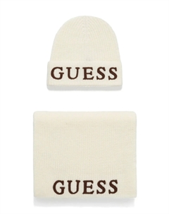 Комплект из шапки бини и перчаток с вышитым логотипом, нейтральный Guess usa