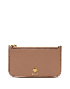 Визитница с логотипом на молнии, коричневый Bally