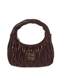 Сумка через плечо из кожи Wander matelassé, коричневый Miu miu