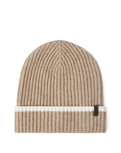 Шапка-бини в рубчик с контрастными полосками, нейтральный Brunello cucinelli