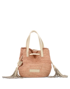Сумка-тоут из рафии с логотипом, розовый Catarzi