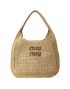 Сумка-тоут с логотипом и нашивкой крючком, нейтральный Miu miu