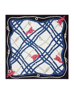 Шелковый платок в клетку, синий Burberry