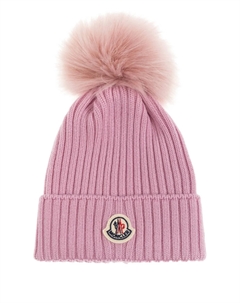 Шапка-бини с нашивкой-логотипом, розовый Moncler enfant