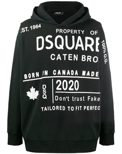 Толстовка с капюшоном и принтом, черный Dsquared2