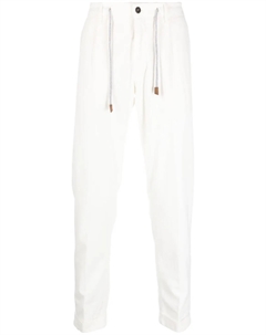 Зауженные брюки с кулиской, белый Eleventy
