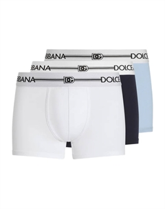Комплект из трех боксеров с логотипом, белый Dolce&gabbana