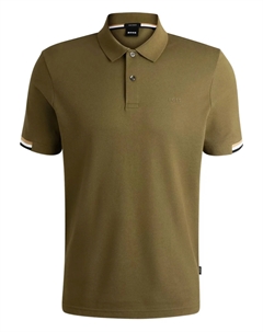 Рубашка-поло из хлопка, зеленый Boss