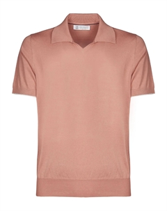 Рубашка-поло из хлопка, розовый Brunello cucinelli