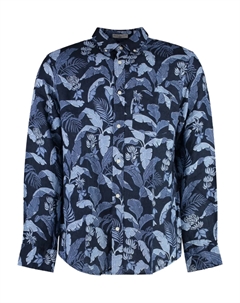 Льняная рубашка с цветочным принтом, синий Gant