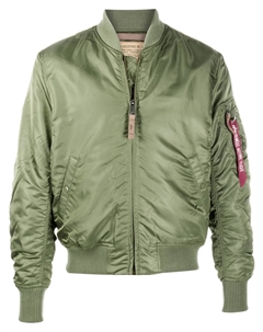 Бомбер MA-1 с отделкой в рубчик, зеленый Alpha industries