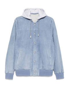 Кожаный бомбер, синий Eleventy