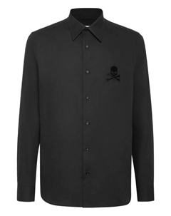 Рубашка с длинными рукавами, вышитая черепом, черный Philipp plein