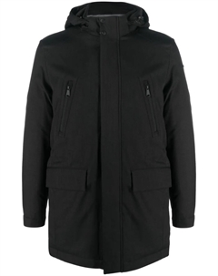 Пуховик на молнии с капюшоном, черный Geox