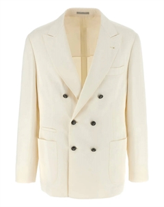Двубортный пиджак, белый Brunello cucinelli