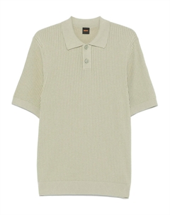 Рубашка-поло из рубчатой вязки, зеленый Boss