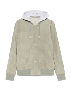 Кожаный бомбер, серый Eleventy