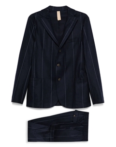 Полосатый однобортный пиджак, синий Eleventy