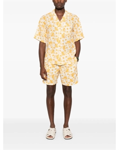 Льняные шорты с цветочным узором, нейтральный 120% lino