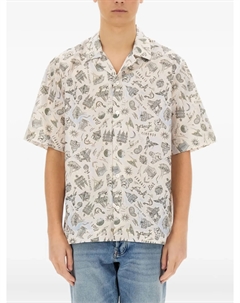 Рубашка с коротким рукавом и сувенирным принтом, нейтральный Paul smith