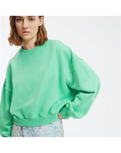 Свитшот свободный короткий круглый вырез зеленый La redoute collections