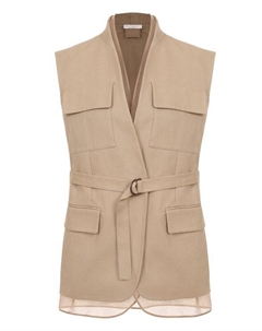 Жилет из хлопка и льна Brunello cucinelli