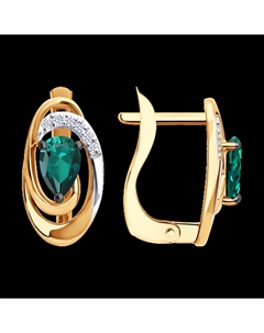 Серьги из золота с бриллиантами и гидротермальными изумрудами Sokolov