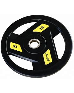 Олимпийский обрезиненный диск 15кг, d51мм AFPLC15 черно-желтый Aerofit