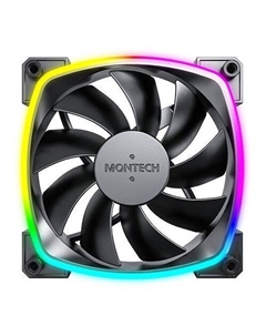 Вентилятор AX120 3шт, 120мм, 4-pin, 1600об/мин, 27 дБ, ARGB, черный, Ret Montech