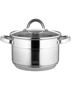 Кастрюля 8л Aurora LR02-405, нержавеющая сталь, с крышкой Lara