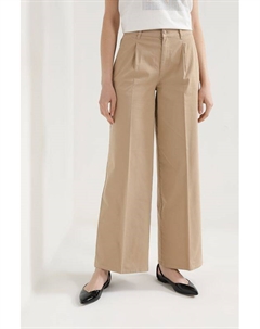 Брюки хлопковые расклешенного кроя с защипами Comma,