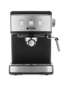 Кофеварка рожковая VITEK VT-8470, 850 Вт, кофе молотый, 1.5 л, капучинатор, черный/серебристый (VT-8470) Vitek